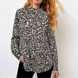 Loft Medium Cheetah Long Sleeve Blouse